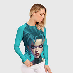 Рашгард женский Девушка панк с синими волосами, цвет: 3D-принт — фото 2