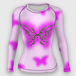 Рашгард женский Y2K purple butterfly, цвет: 3D-принт