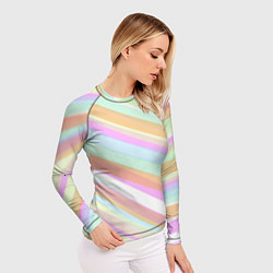 Рашгард женский Бледные полосы розово-зелёный, цвет: 3D-принт — фото 2