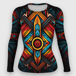 Рашгард женский Симметричный геометрический узор в этническом стил, цвет: 3D-принт