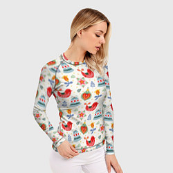 Рашгард женский Рождественские узоры, цвет: 3D-принт — фото 2