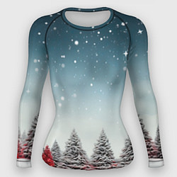 Рашгард женский Волшебство зимней природы иней на деревьях, цвет: 3D-принт