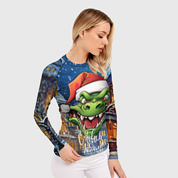 Рашгард женский Милый зеленый дракончик 2024, цвет: 3D-принт — фото 2