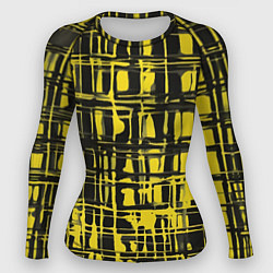 Рашгард женский Смазанная краска чёрная и жёлтая, цвет: 3D-принт
