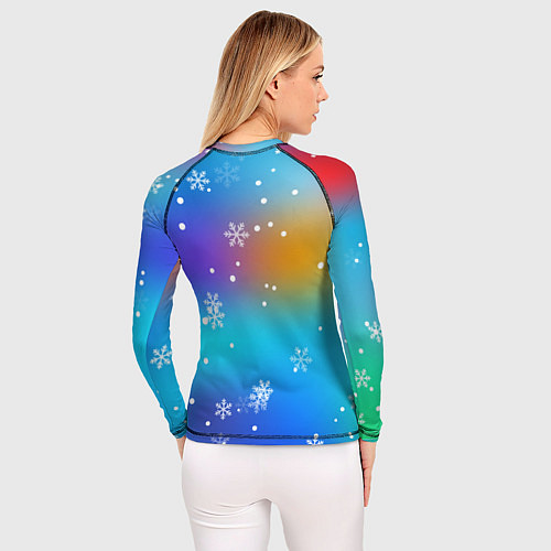 Женский рашгард Новогодний котик и снежинки / 3D-принт – фото 4