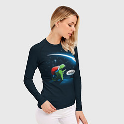 Рашгард женский Новогодний ти рекс, цвет: 3D-принт — фото 2