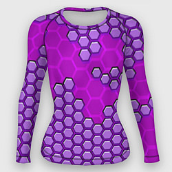 Рашгард женский Фиолетовая энерго-броня из шестиугольников, цвет: 3D-принт