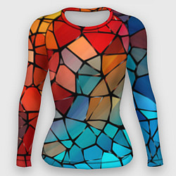 Рашгард женский Красно-синяя витражная мозаика, цвет: 3D-принт