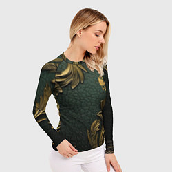Рашгард женский Золотые узоры и герб России, цвет: 3D-принт — фото 2