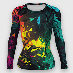 Рашгард женский Яркие разноцветные абстрактные листья, цвет: 3D-принт