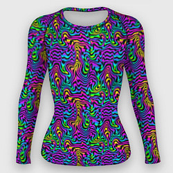 Рашгард женский Психоделические неоновые линии, цвет: 3D-принт