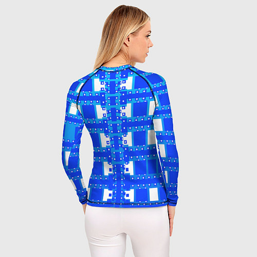Женский рашгард Синие и белые квадраты / 3D-принт – фото 4