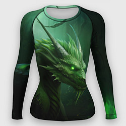 Рашгард женский Яркий зеленый дракон, цвет: 3D-принт