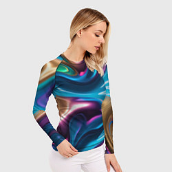 Рашгард женский Жидкий красочный металл, цвет: 3D-принт — фото 2