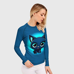 Рашгард женский Котёнок на синем, цвет: 3D-принт — фото 2