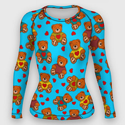 Рашгард женский Мишки в цветных свитерах и сердечки, цвет: 3D-принт