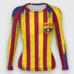 Рашгард женский Полосатые цвета футбольного клуба Барселона, цвет: 3D-принт