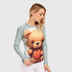Рашгард женский Медвежонок с сердечком 14 февраля, цвет: 3D-принт — фото 2