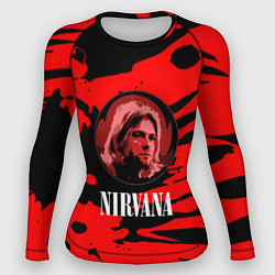 Рашгард женский Nirvana красные краски рок бенд, цвет: 3D-принт