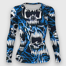 Рашгард женский Белые зубы и синие линии, цвет: 3D-принт