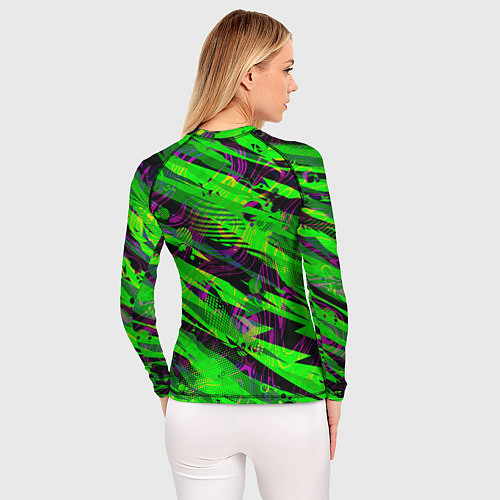 Женский рашгард Зеленые узоры паттерны / 3D-принт – фото 4