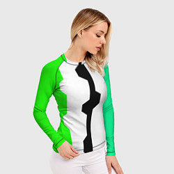 Рашгард женский Техно линии зелёный, цвет: 3D-принт — фото 2