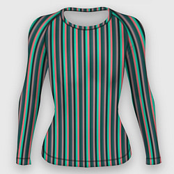 Женский рашгард Гармоничный зелёный в полоску