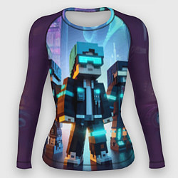 Женский рашгард Minecraft - neon metropolis ai art