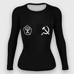 Рашгард женский СССР гост три полоски на черном фоне, цвет: 3D-принт