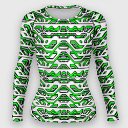 Рашгард женский Техно броня зелёно-белая, цвет: 3D-принт
