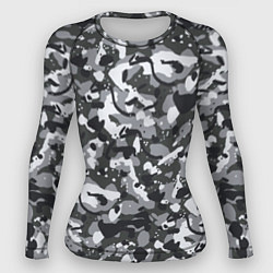 Рашгард женский Серый пиксельный камуфляж, цвет: 3D-принт