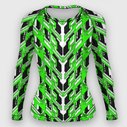 Рашгард женский Зелёная техно броня, цвет: 3D-принт