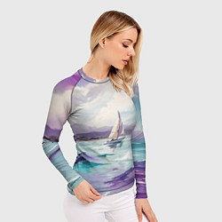 Рашгард женский Яхта идущая по волнам, цвет: 3D-принт — фото 2