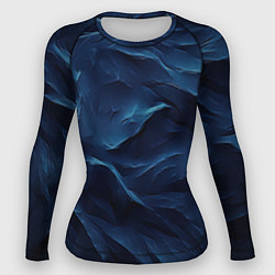 Рашгард женский Синие глубокие абстрактные волны, цвет: 3D-принт