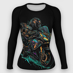 Рашгард женский Темный мотоцикл на черном фоне, цвет: 3D-принт