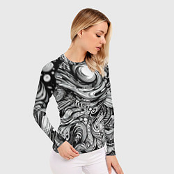 Рашгард женский Черные и белые абстрактные узоры, цвет: 3D-принт — фото 2