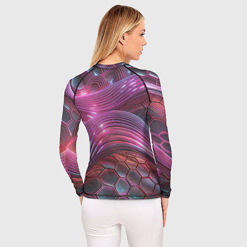 Женский рашгард Волны и гексагон сетка / 3D-принт – фото 4