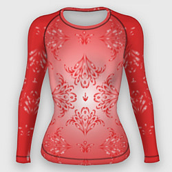 Рашгард женский Красный симметричный узор, цвет: 3D-принт