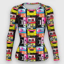 Рашгард женский Цветные аудиокассеты, цвет: 3D-принт