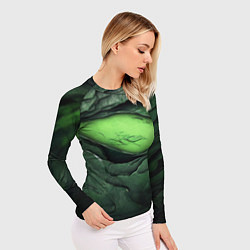 Рашгард женский Разрез на зеленой абстракции, цвет: 3D-принт — фото 2