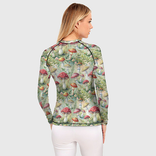 Женский рашгард Дикие грибы лесные мухоморы / 3D-принт – фото 4