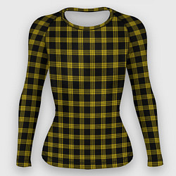Рашгард женский Чёрный с жёлтыми полосами шотландка, цвет: 3D-принт