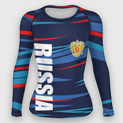 Рашгард женский Россия - blue stripes, цвет: 3D-принт