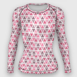 Рашгард женский Серо-розовый паттерн треугольники, цвет: 3D-принт