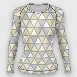 Рашгард женский Паттерн геометрия светлый жёлто-серый, цвет: 3D-принт
