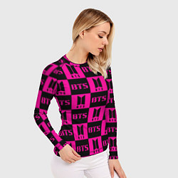 Рашгард женский BTS pattern pink logo, цвет: 3D-принт — фото 2