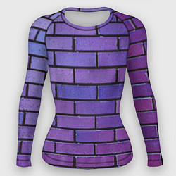 Рашгард женский Кирпичная стена фиолетовый паттерн, цвет: 3D-принт