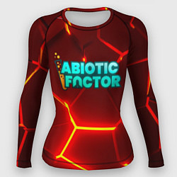 Рашгард женский Abiotic Factor логотип на красном неоновом фоне, цвет: 3D-принт