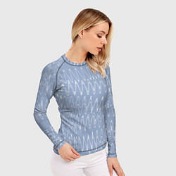 Рашгард женский Кривые линии серо-голубой, цвет: 3D-принт — фото 2