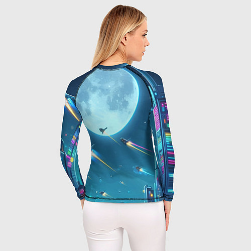 Женский рашгард Кибер Барби из будущего под луной - нейросеть / 3D-принт – фото 4